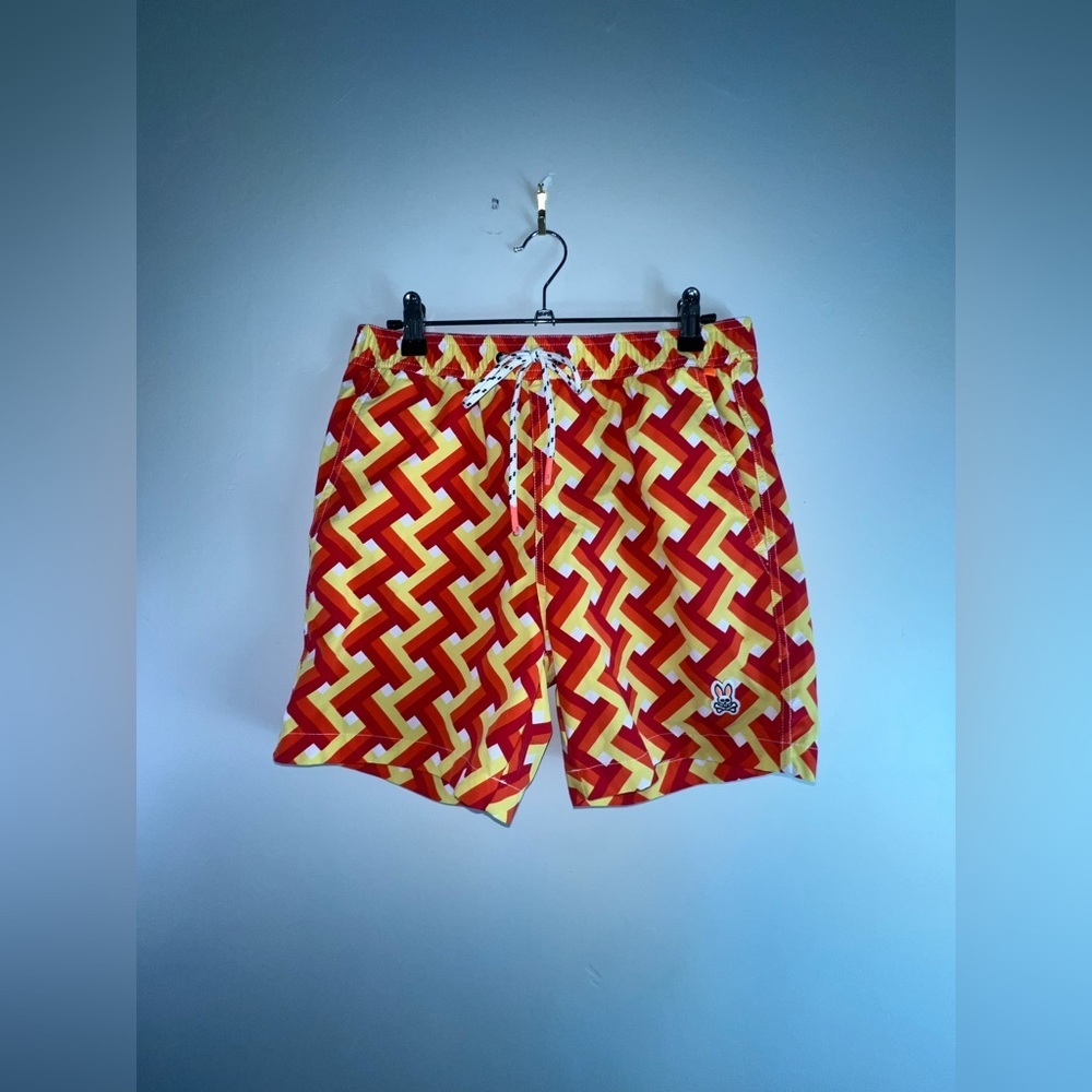 Pyscho Bunny by Robert Godley Men’s Small  Swim Shorts Orange Wild U563
